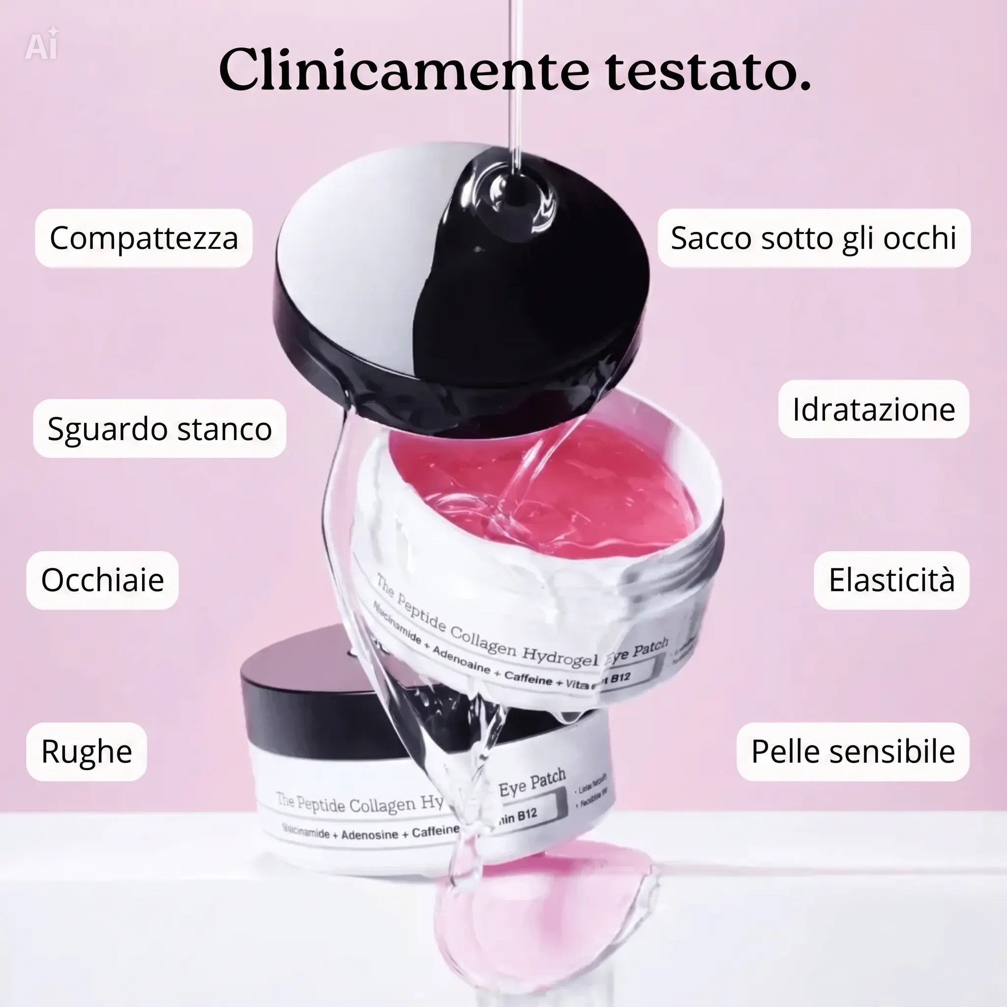 Cerotti oculari in idrogel di peptidi e collagene